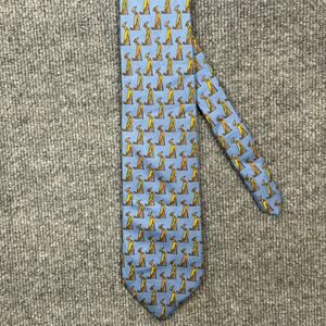 Brooks Brothers Makers Tie 3.5" X 59" Blue Geometric Dogs Allover Hand Made Silk